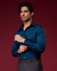 Reverie Satin Shirt - Teal Blue