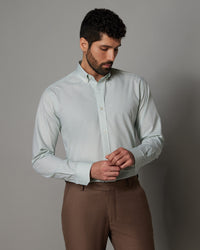 Giza Cotton Micro-Checked Shirt - Green