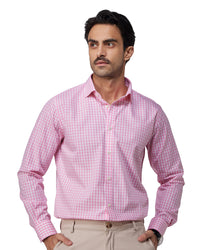 Pink Giza Cotton Gingham Checked Shirt