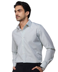 Green Giza Cotton Gingham Checked Shirt
