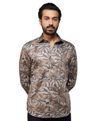 Floral Printed Shirt - Brown & Grey