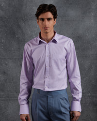 Giza Cotton Glen Plaid Checked Shirt - Lavender