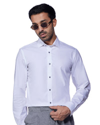 Smooth Cotton Poplin Shirt - White