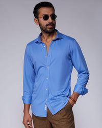 Stretch Knit Shirt - Dark Blue