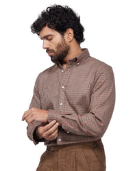 Japanese Blended Wool Stretch Flannel Shirt - Brown & Brick