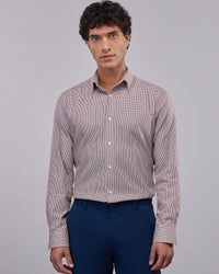 Giza Cotton Houndstooth Shirt - Brown