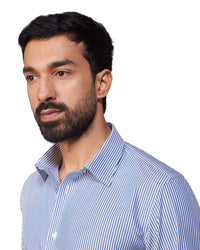 Giza Cotton Bengal Striped Shirt - Dark Blue