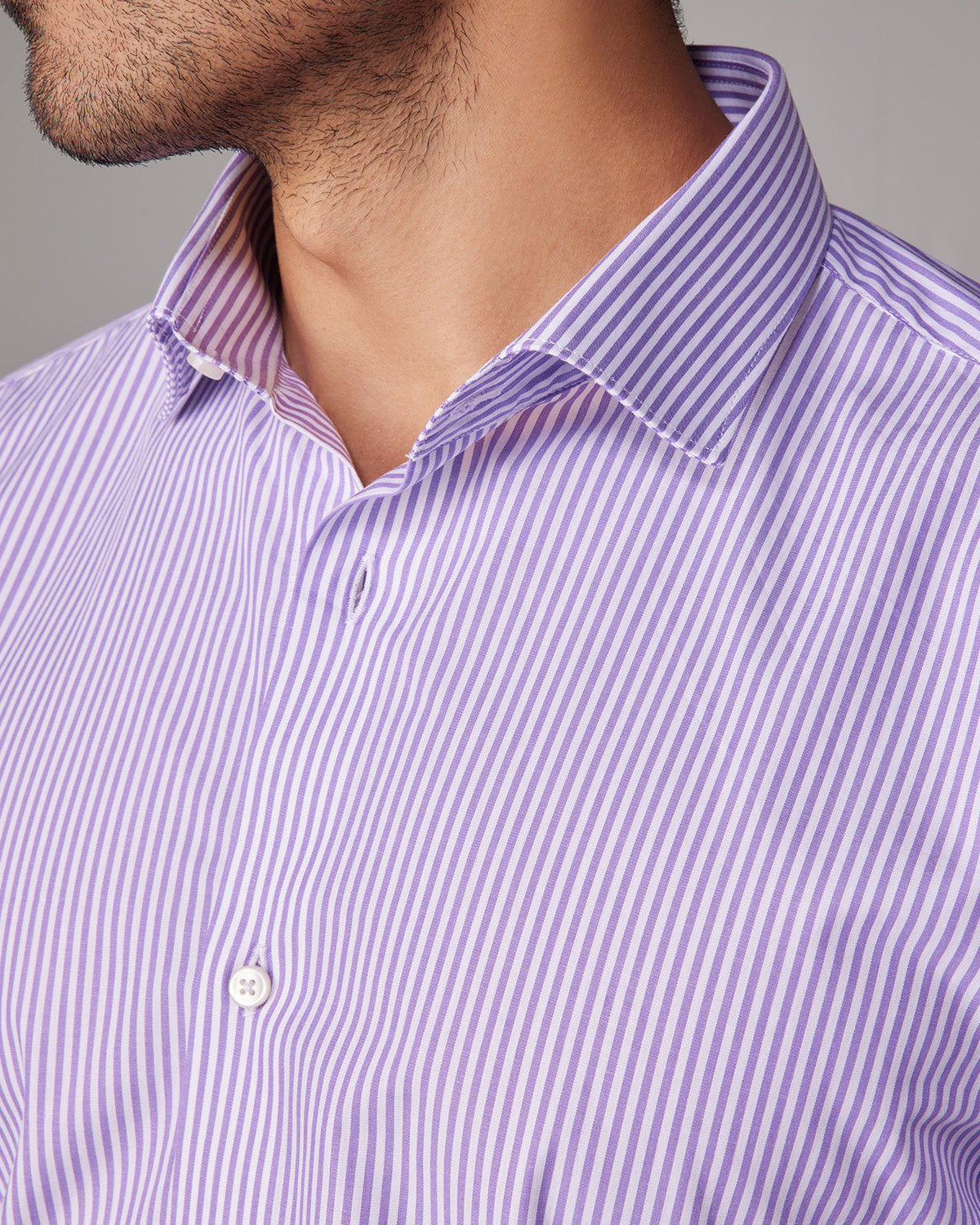 mens purple striped dress shirt Mens Classic Fit Purple Striped Spread Collar Easy Care Cotton Dress Shirt, 17 / 36/37