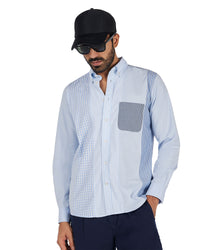 Blue Oxford Patchwork Shirt