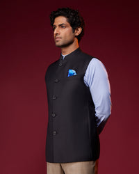 Twilight Blended Wool Nehru Jacket - Black