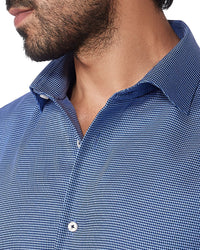 Cotton Dobby Shirt - Dark Blue & White