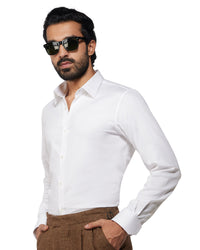 Stretch Cotton Dobby Shirt - White