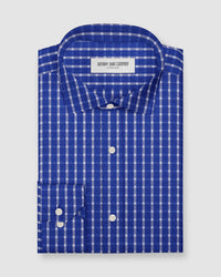Aquarius Poplin Checked Shirt - Blue & White