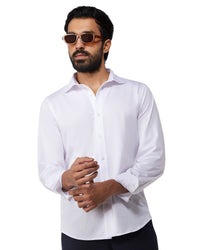 Stretch Cotton Knit Shirt - White