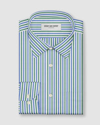 Montrose Herringbone Striped Shirt - Green & Blue