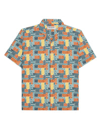 Zuluhaus Cotton Silk Printed Shirt - Blue & Orange