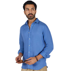 100% Linen Shirt - Blue