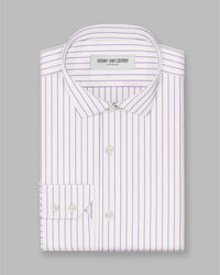 Everett Poplin Broad-Striped Shirt - Purple