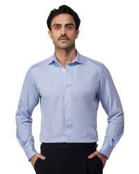 Japanese Stretch Houndstooth Knit Shirt - Light Blue