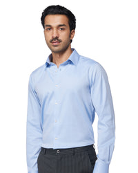 Stretch Cotton Dobby Shirt - Blue