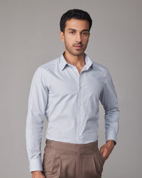 Giza Cotton Bengal Striped Shirt - Grey