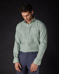 Giza Cotton Glen Plaid Checked Shirt - Green