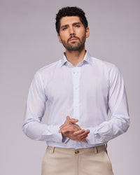 Giza Cotton Graph Checked Shirt - Light Blue