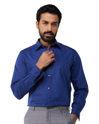 Cotton Checked Shirt - Navy & Red