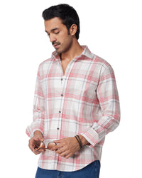 Beige & Red Checked Shirt