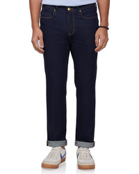 Japanese Raw Edge Stretch Jeans - Dark Blue