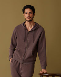 Luxe Journey Zipper Hoodie - Brown