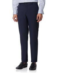 Forma Micro-Checked Stretch Dress Pants - Navy