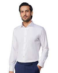 White Wrinkle-Free Stretch Satin Shirt