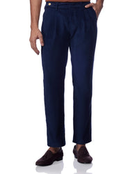 Sierra Corduroy Pleated Chinos - Navy