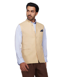 Sandstone Linen Nehru Jacket - Beige