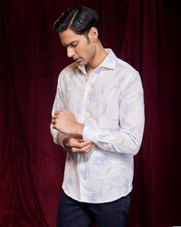 BSC x ALB | Terrace Cotton Linen Printed Shirt - Blue