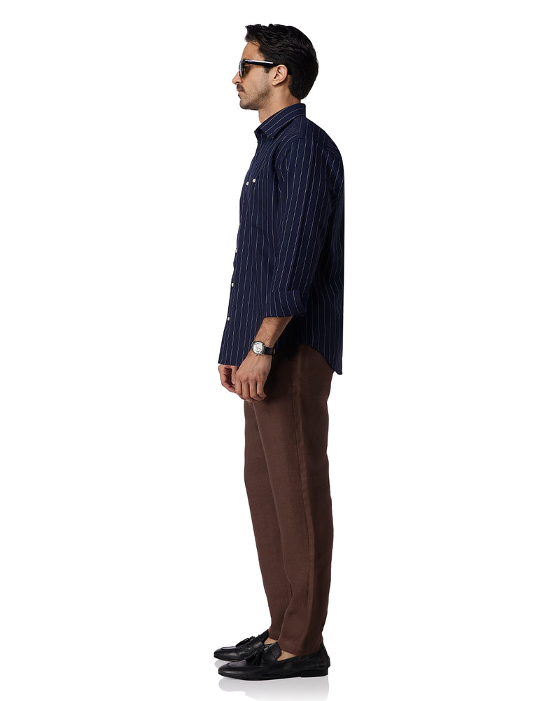 Navy Blue & White Striped Shirt