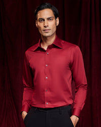 BSC x ALB | Sexton Collar Satin Shirt - Red