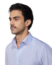 Blue & White Cotton Striped Shirt