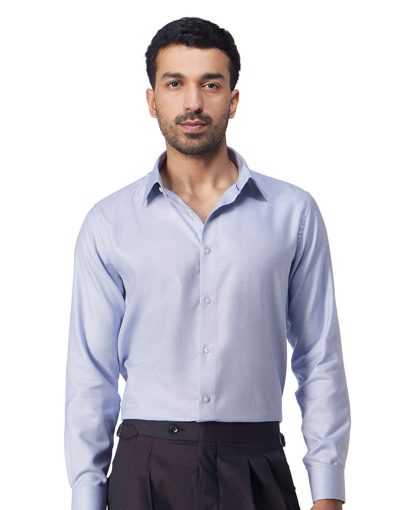 Dark Blue & White Dobby Shirt