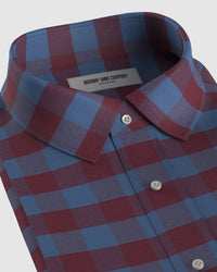 Cotton Checked Shirt - Maroon & Blue