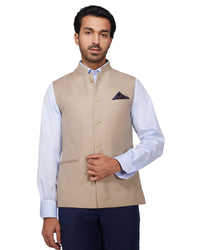 The Cresta Blended Wool Nehru Jacket - Beige