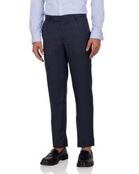 Veritas Merino Wool Checked Dress Pants - Blue