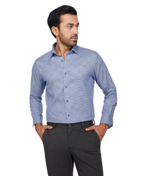 Blue & White Dobby Checked Shirt