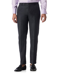 Veritas Merino Wool Glen Plaid Checked Dress Pants - Dark Grey