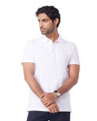 Signature Button Polo T-Shirt - White