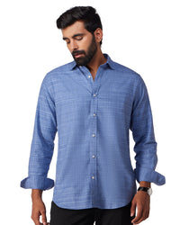 Blue Brushed Dobby Shirt