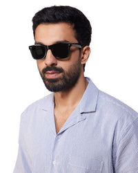 Blue Half-Sleeve Seersucker Striped Shirt