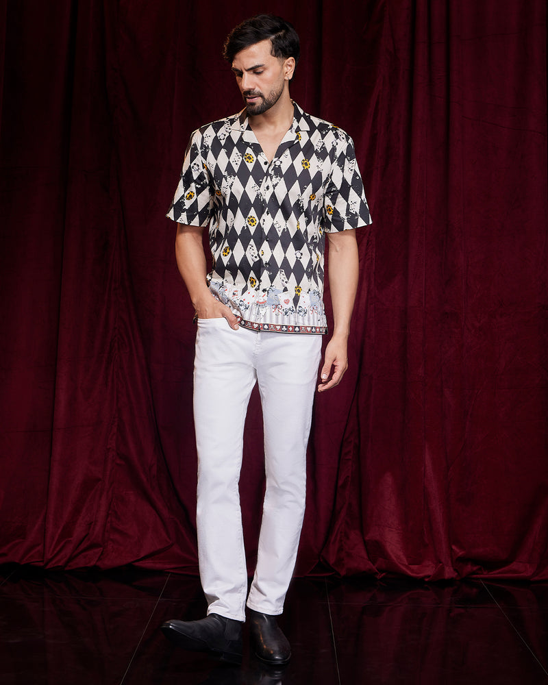 Black & White Casino Printed Shirt