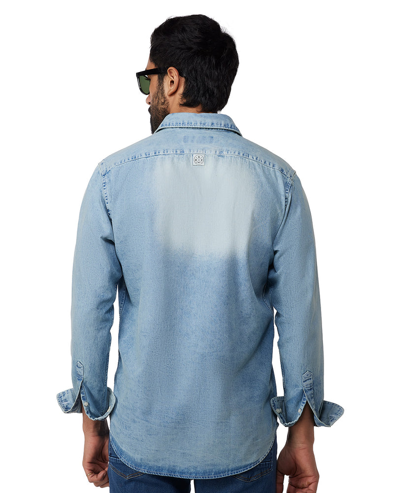 Blue Faded Denim Shirt